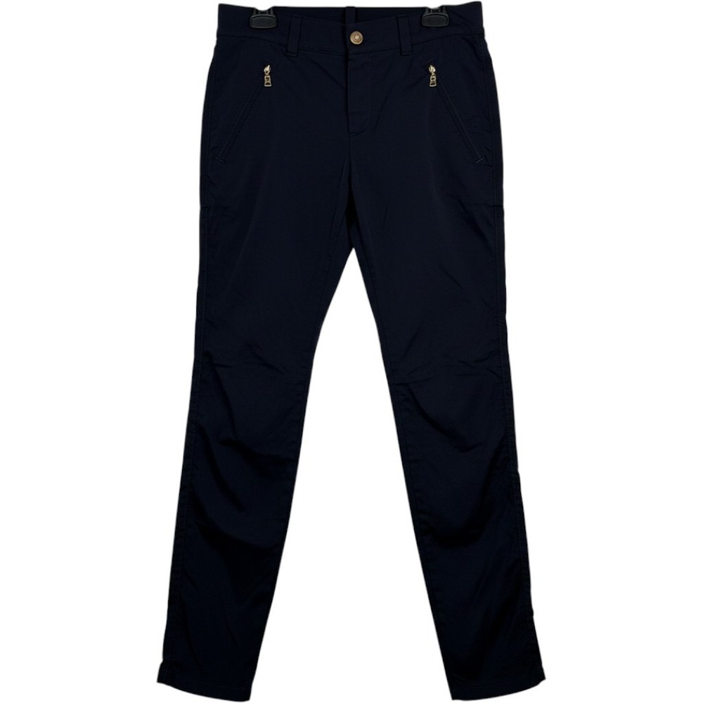 Bogner Sport Technical Pants Size 4 XS Navy Blue Gold‎ Logo Zip Slim Trousers
